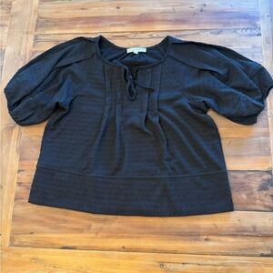 LOFT Peplum Black Textured Blouse